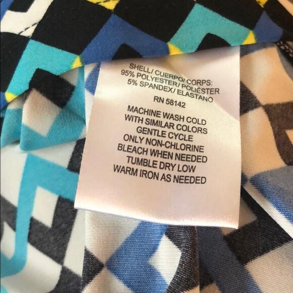 Maggy London Geometric Silky Shift Dress Diamond Print Colorful Geo Office - Picture 5 of 7